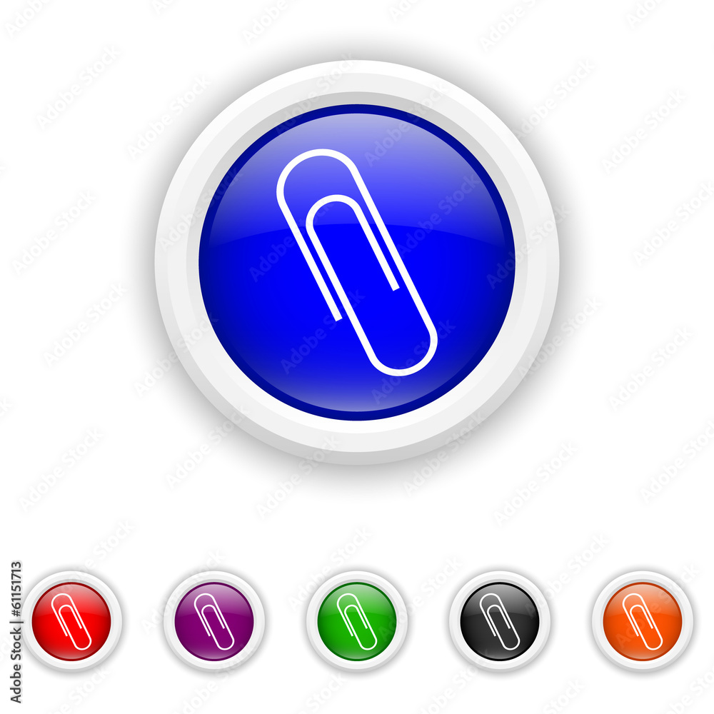 Paperclip icon - six colours set vector Paperclip icon - six colours set vector
