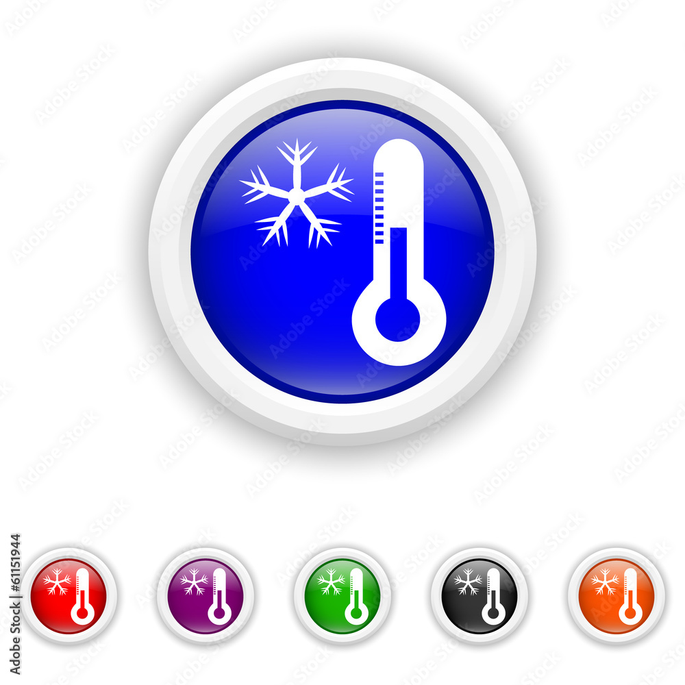 Snowflake with thermometer icon - six colours set vector Snowflake with thermometer icon - six colours set vector