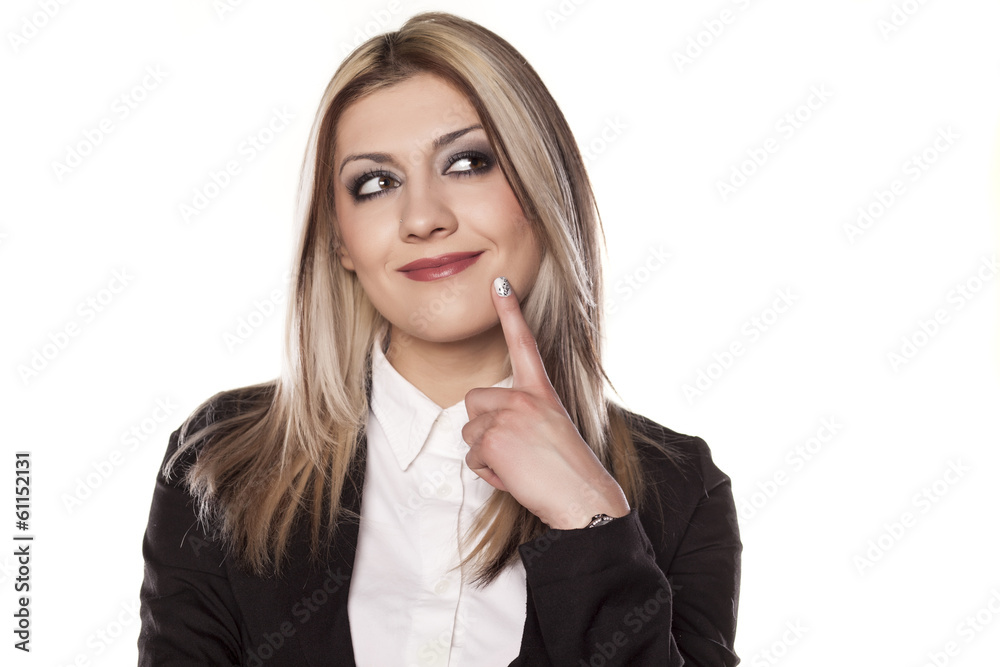 portrait of thoughtful smiling young business woman portrait of thoughtful smiling young business woman