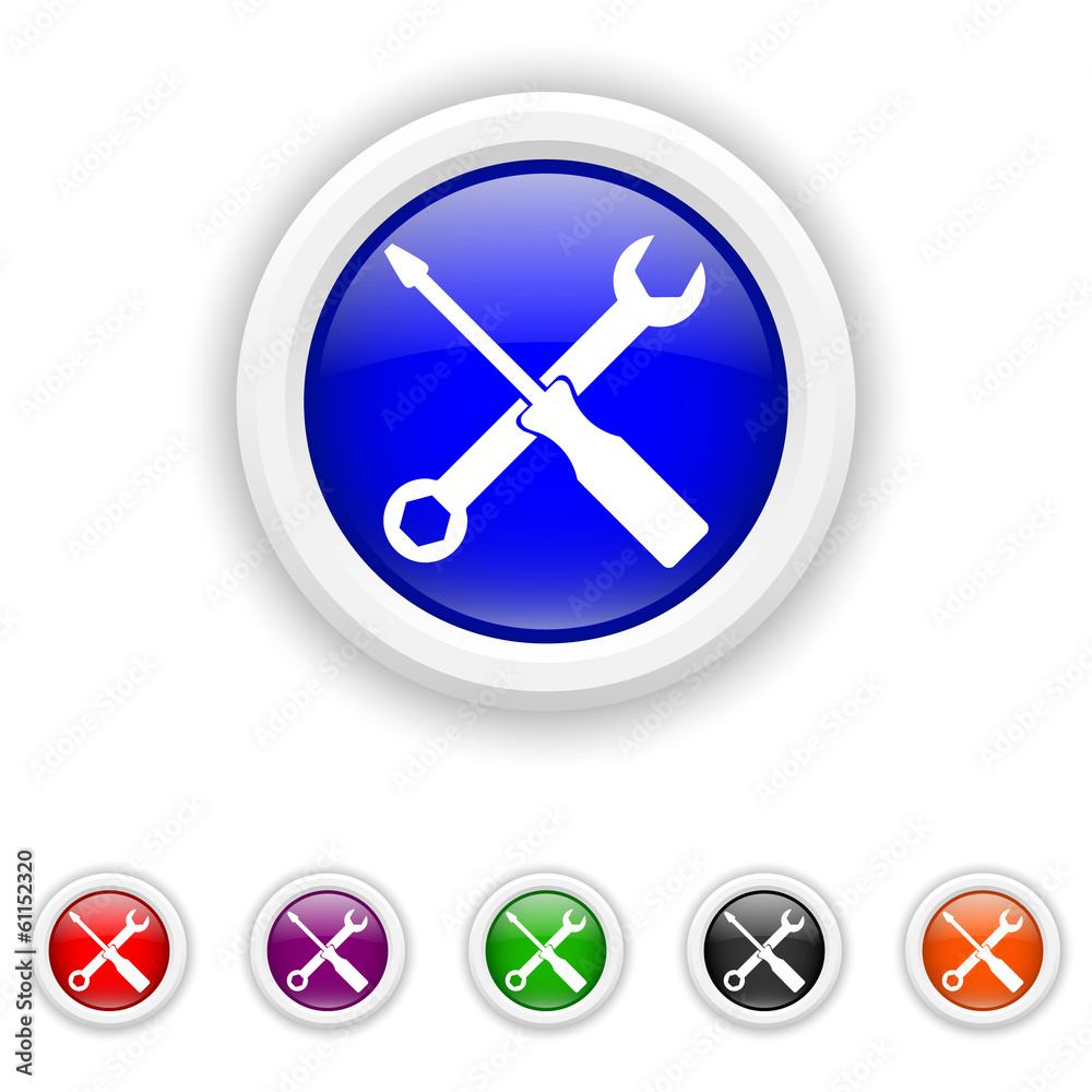 Tools icon - six colours set vector Tools icon - six colours set vector