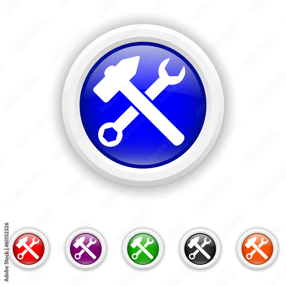 Tools icon - six colours set vector Tools icon - six colours set vector