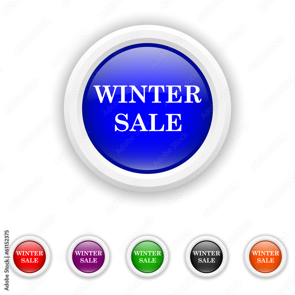 Winter sale icon - six colours set vector Winter sale icon - six colours set vector