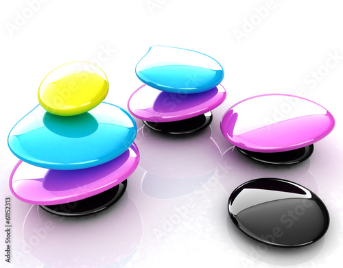 Colorfull spa stones. 3d icon