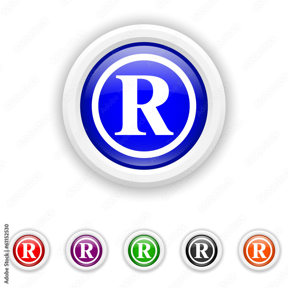 Registered mark icon - six colours set vector Registered mark icon - six colours set vector