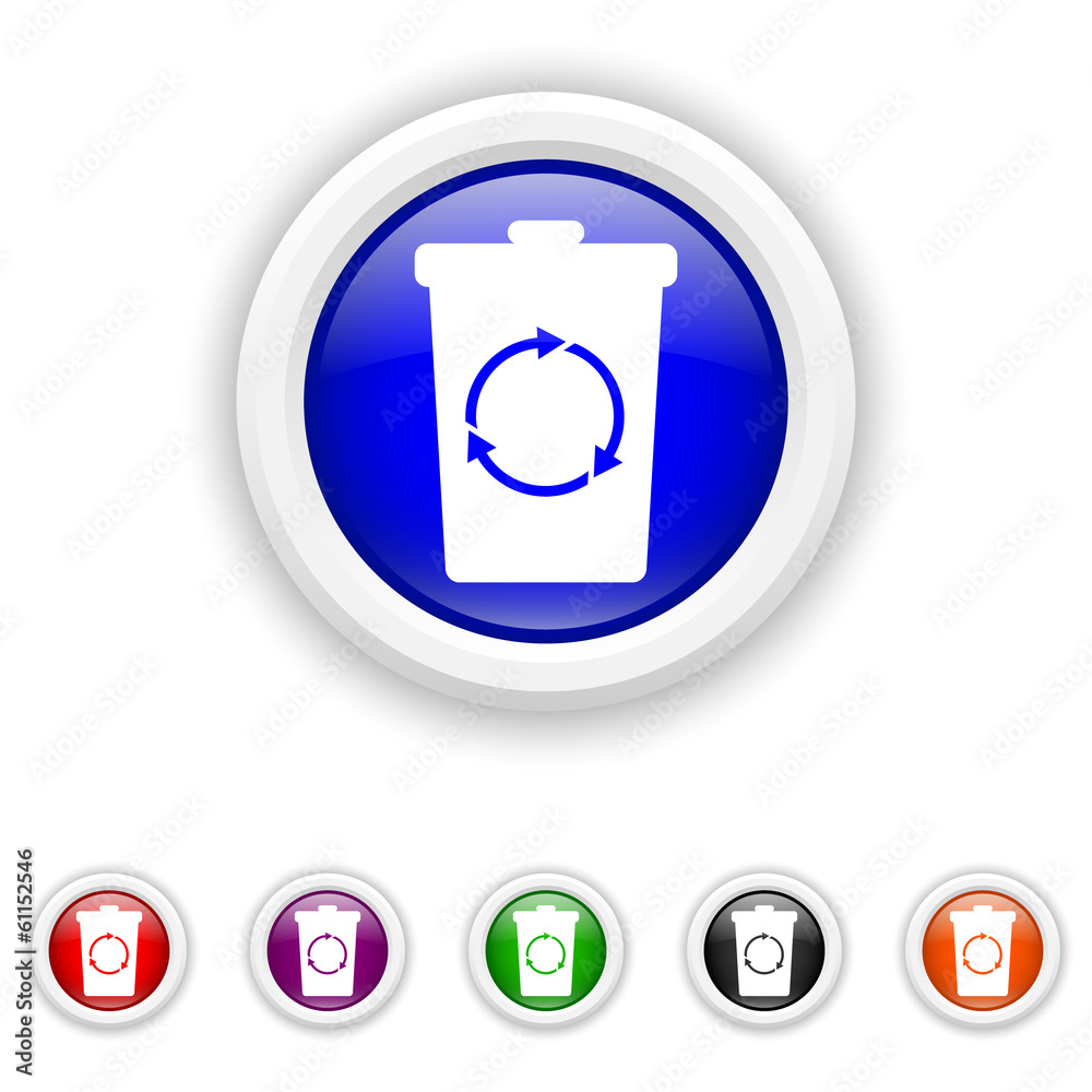 Recycle bin icon - six colours set vector Recycle bin icon - six colours set vector