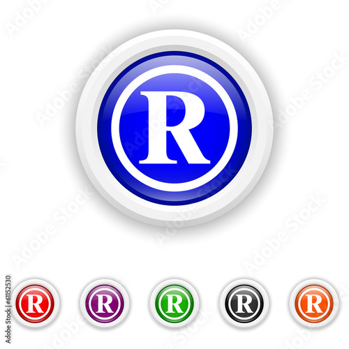 Registered mark icon - six colours set vector