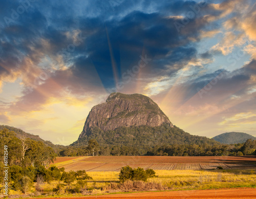 Glass House Mountains National park in Australia with dramatic s photo