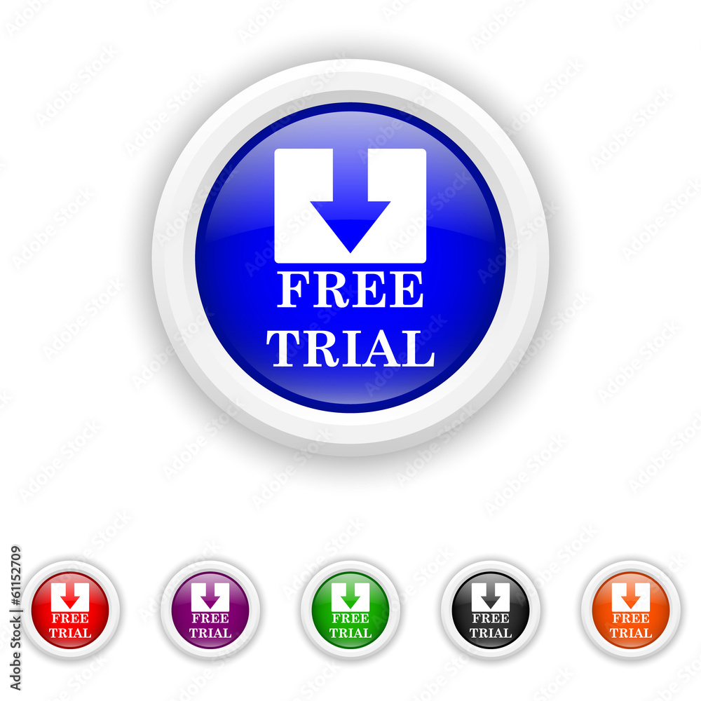 Free trial icon - six colours set vector Free trial icon - six colours set vector