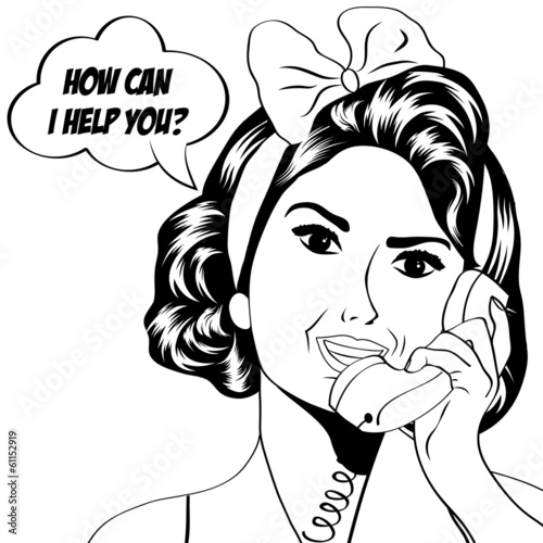 woman chatting on the phone, pop art illustration