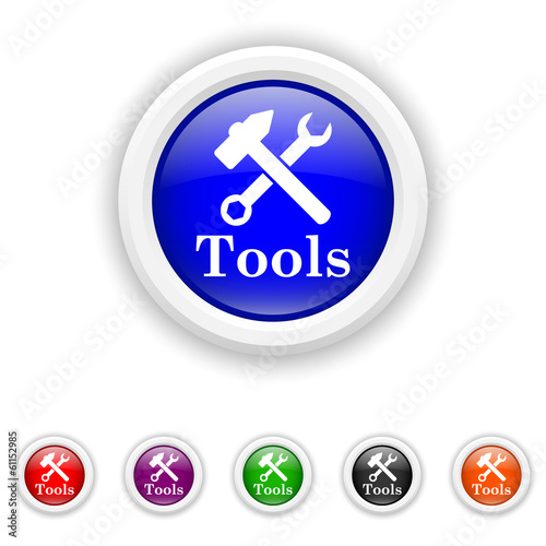 Tools icon - six colours set vector