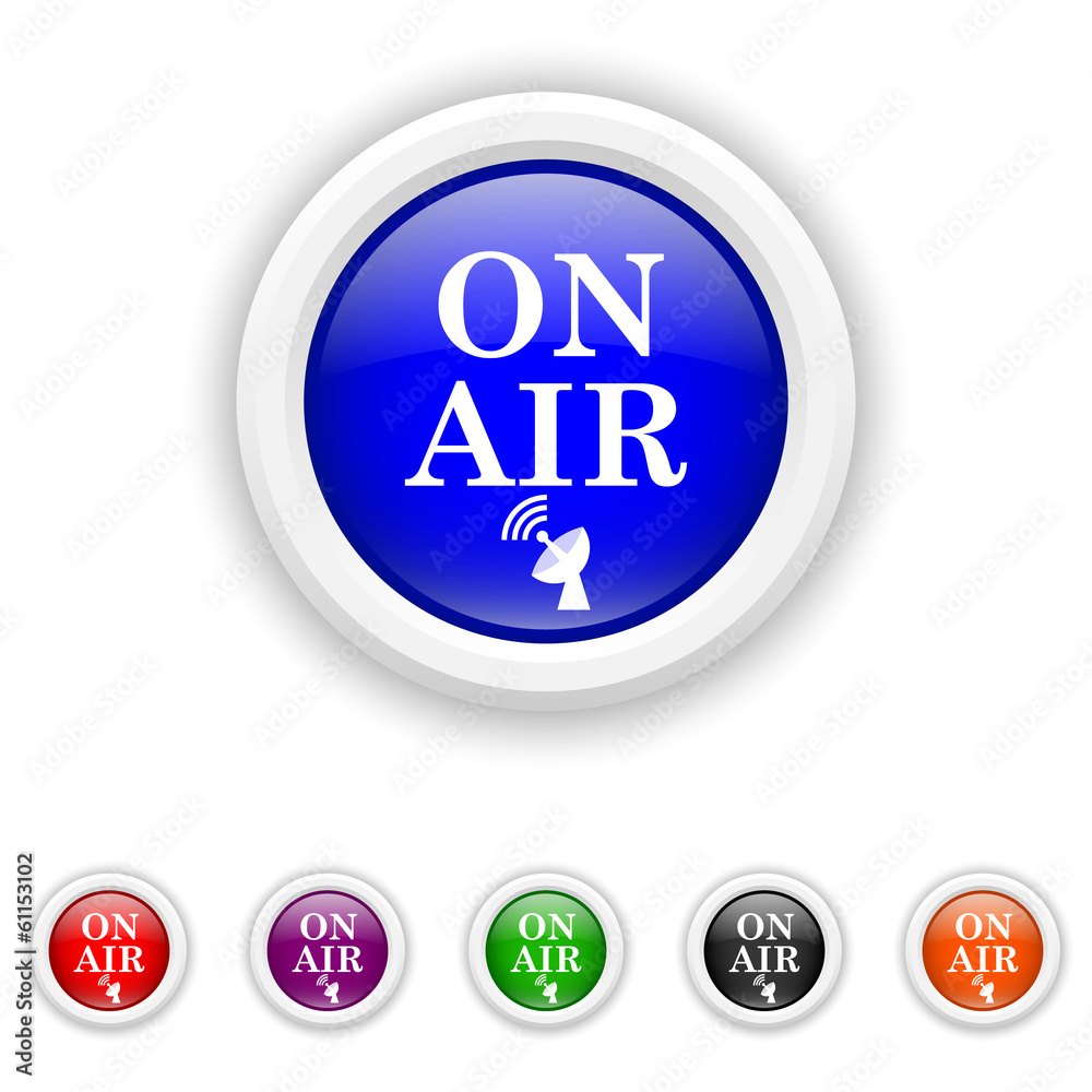 On air icon - six colours set vector On air icon - six colours set vector