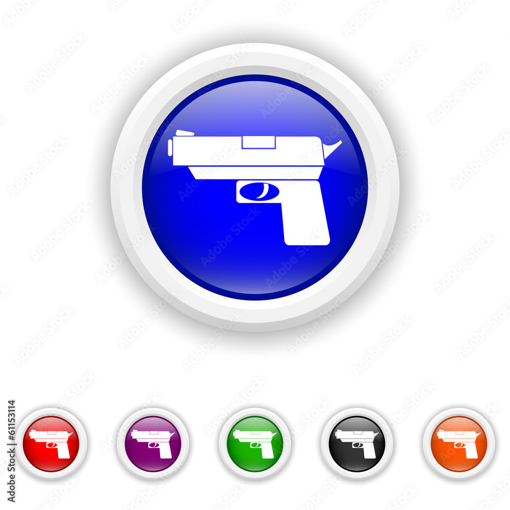 Gun icon - six colours set vector Gun icon - six colours set vector