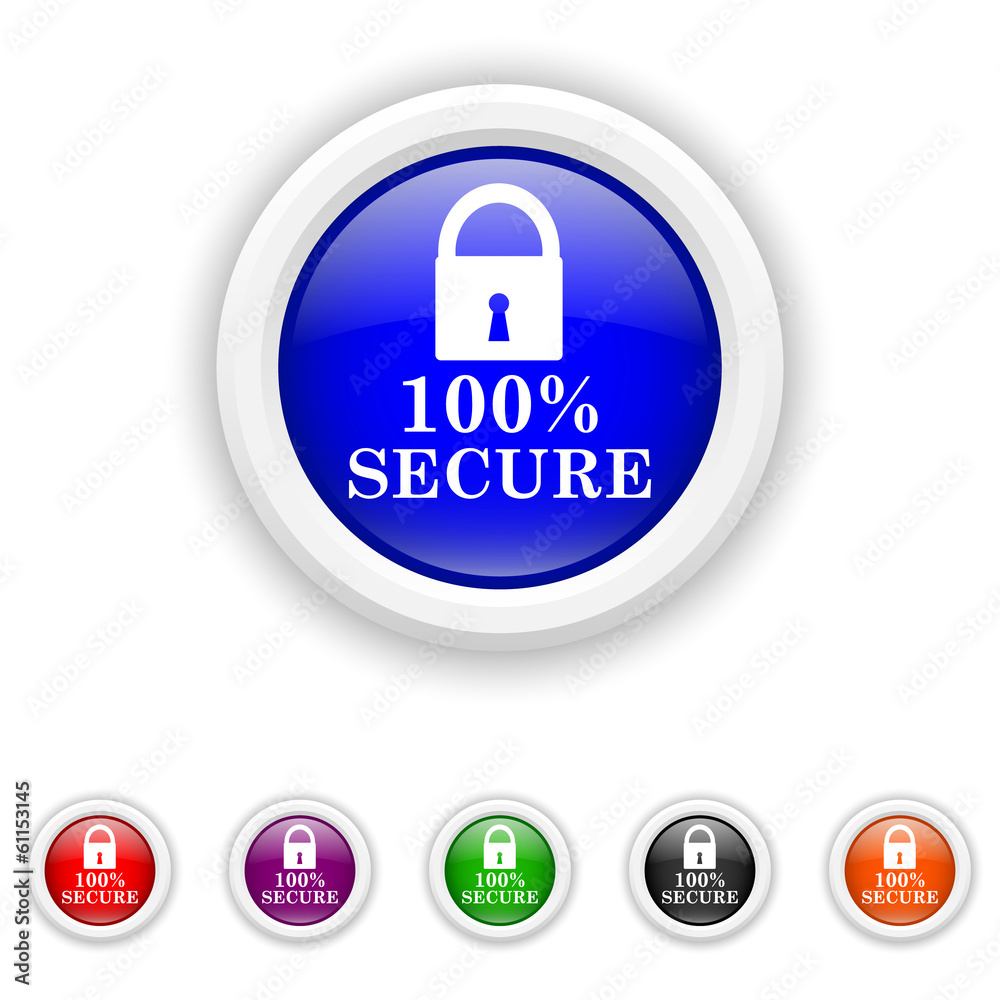 100 percent secure icon - six colours set vector 100 percent secure icon - six colours set vector