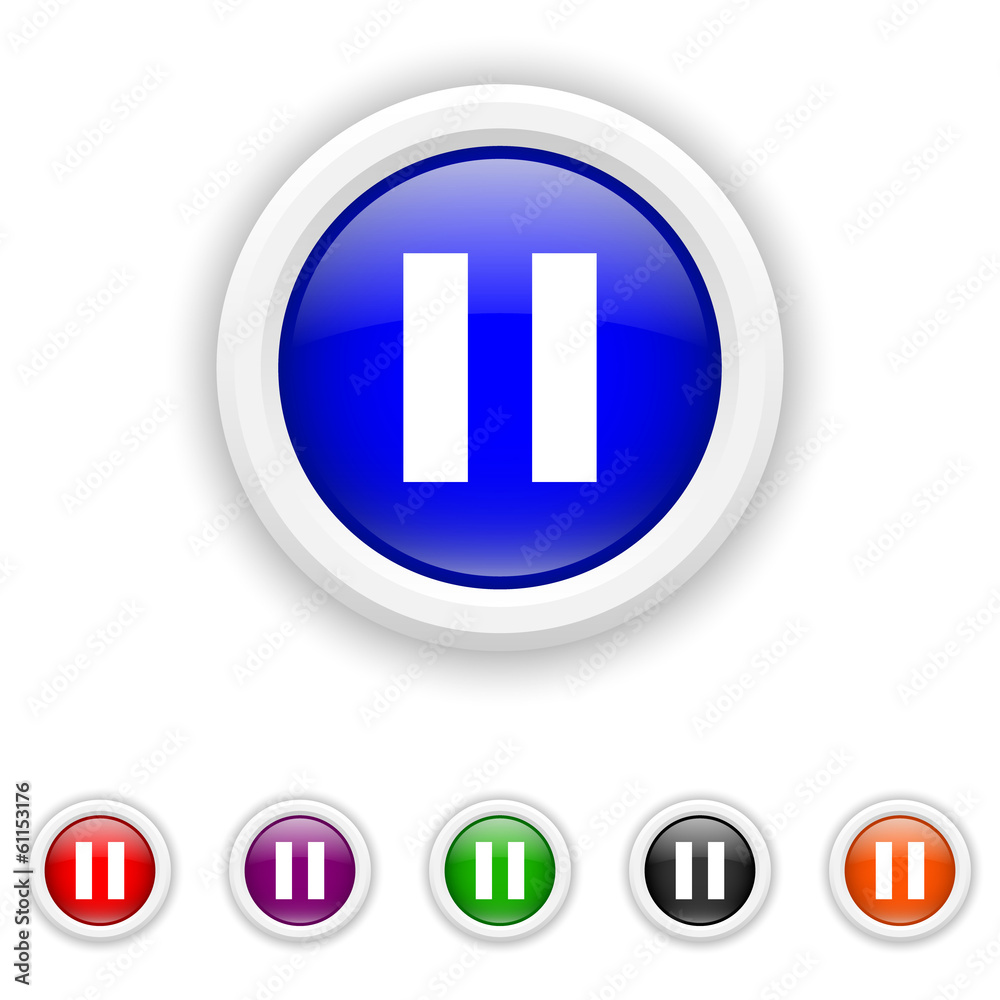 Pause icon - six colours set vector Pause icon - six colours set vector