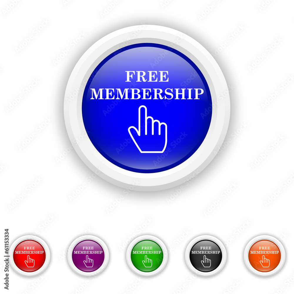 Free membership icon - six colours set vector