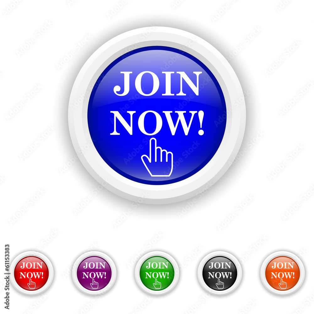 Join now icon - six colours set vector Join now icon - six colours set vector