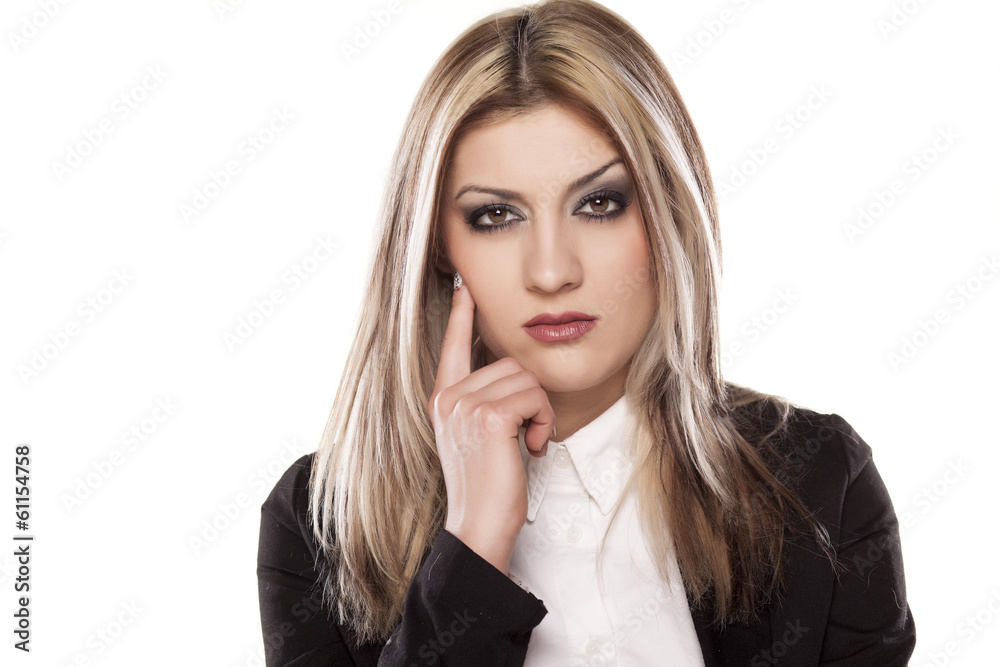 portrait of thoughtful young business woman portrait of thoughtful young business woman