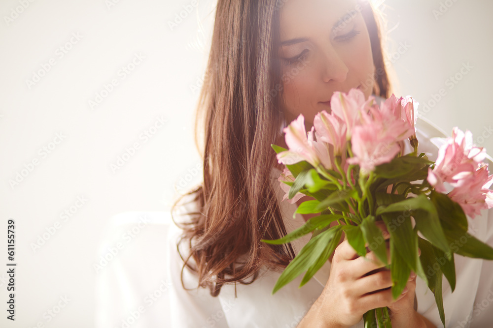 Female with bouquet