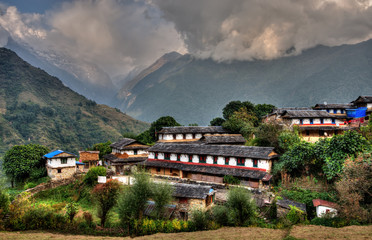 Handdoek met foto Nepal Uitzicht op Ghandruk dorp Nepal  © Thomas Dutour