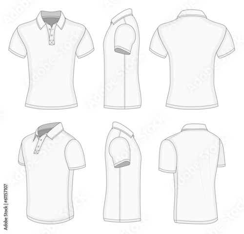 Men's white short sleeve polo shirt.