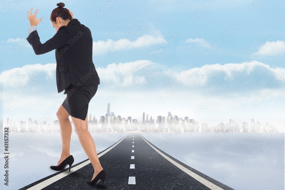 Composite image of businesswoman gesturing Composite image of businesswoman gesturing