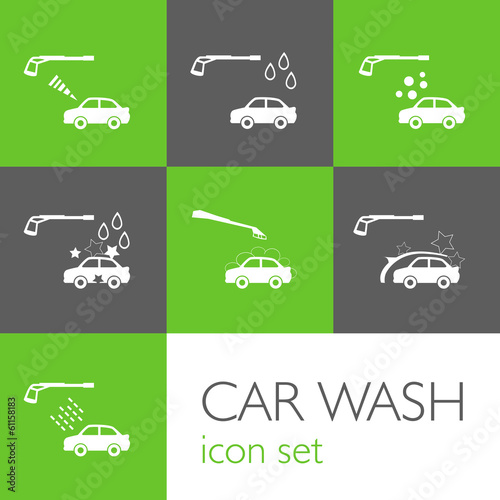 Carwash icon set Green