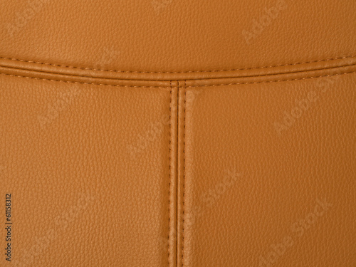 T shape stitched tan leather.