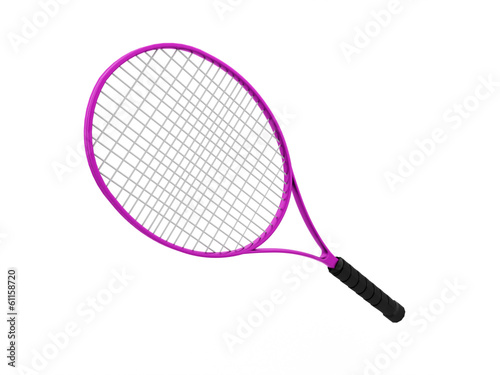 Pink tennis racket isolated on white © pupes1