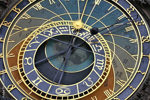 Prague's astronomical clock on Old Town Square photo