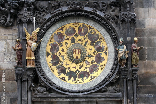 Prague's astronomical clock on Old Town Square photo