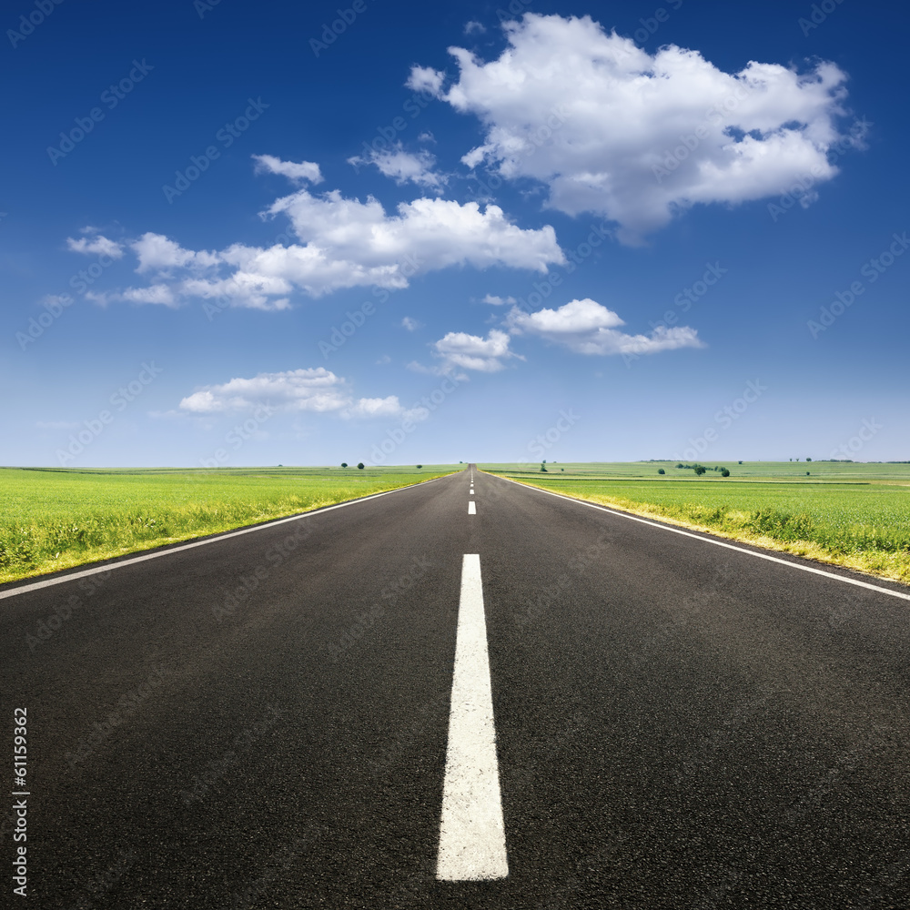 Driving on asphalt road at nice sunny day Driving on asphalt road at nice sunny day