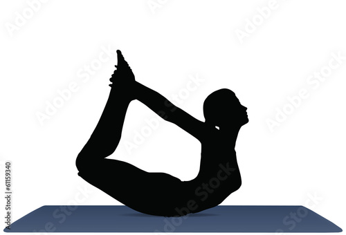 vector illustration of Yoga positions in Bow Pose