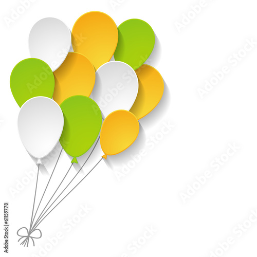 a bunch of paper balloons on the white background