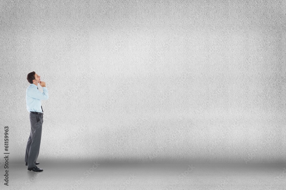 Composite image of thoughtful businessman with hand on chin Composite image of thoughtful businessman with hand on chin