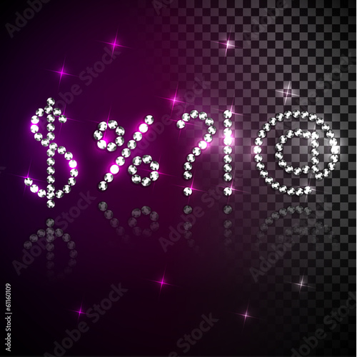 Shiny diamond transparent symbol icons set