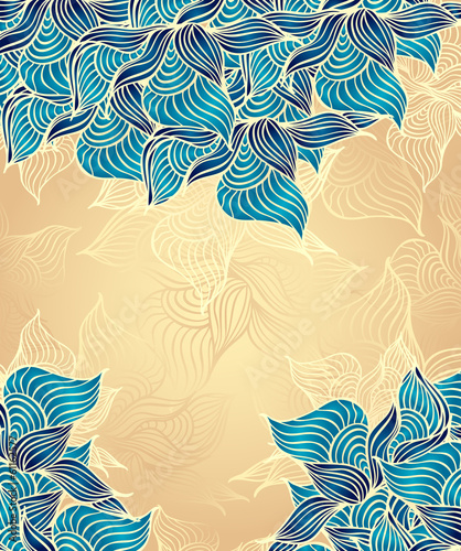 Abstract floral Background with flowers shells seaweed