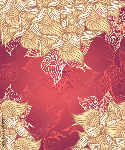 Abstract floral Background with flowers shells seaweed