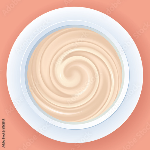Vector background of mixed cream in a bowl