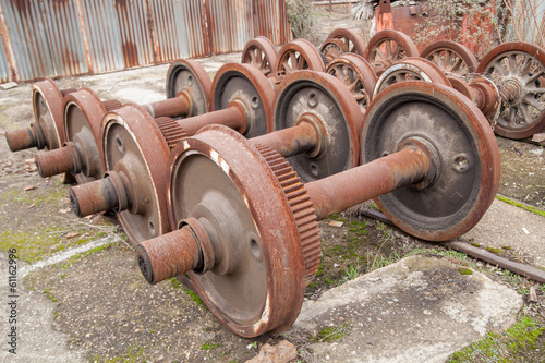 old rusty wheels of train