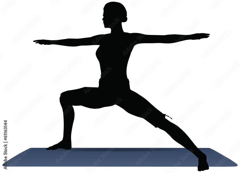 vector illustration of Yoga positions in Warrior Pose