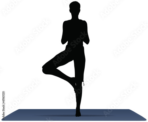 vector illustration of Yoga positions in Tree Pose