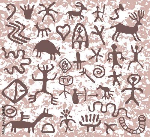 vector ancient cave petroglyphs pattern