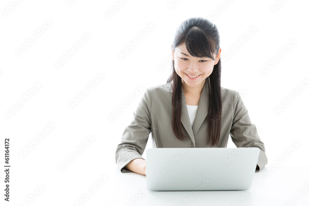 asian businesswoman working on white background asian businesswoman working on white background