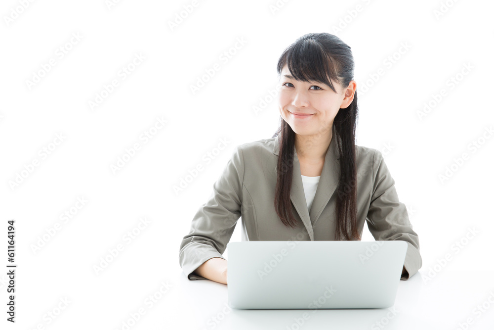 asian businesswoman working on white background asian businesswoman working on white background