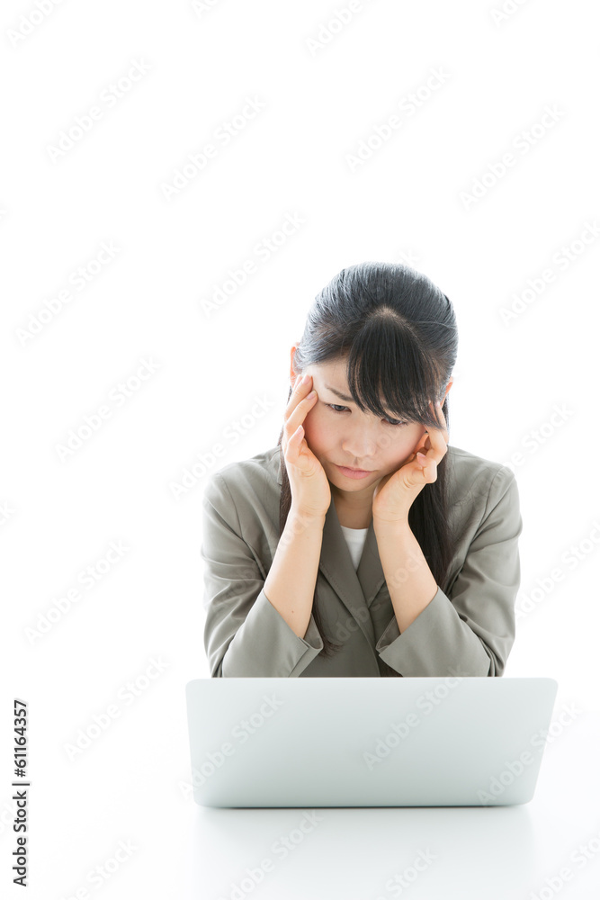 asian businesswoman working on white background asian businesswoman working on white background
