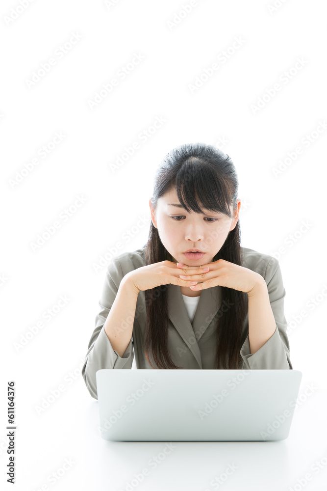 asian businesswoman working on white background asian businesswoman working on white background