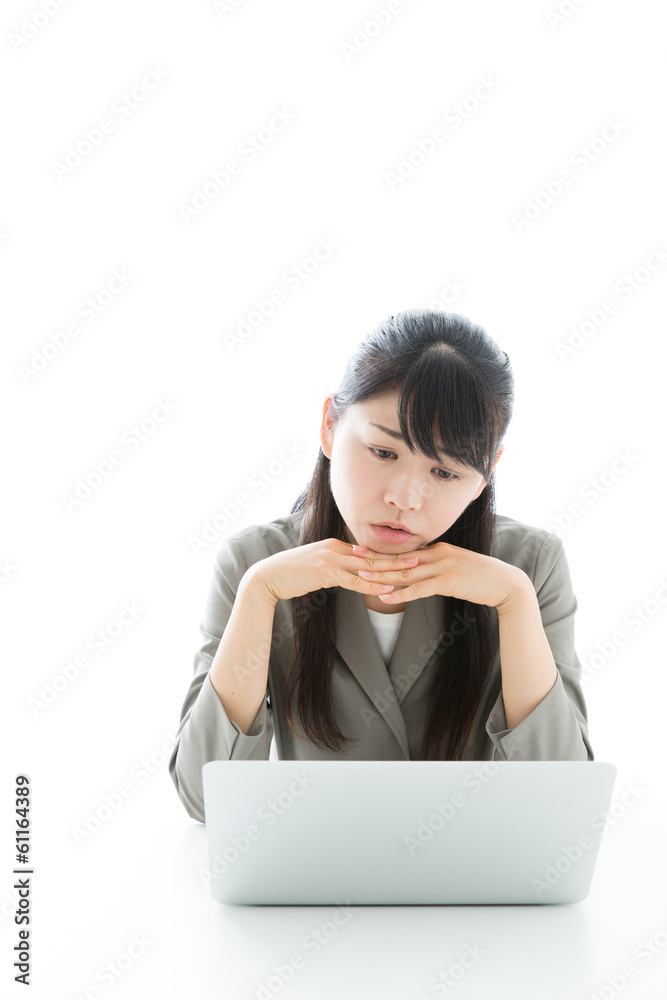 asian businesswoman working on white background asian businesswoman working on white background
