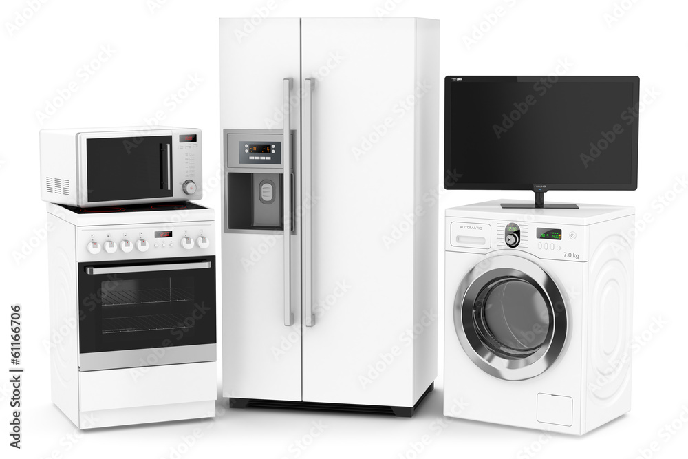 Fototapeta premium Set of household technics isolated on white background