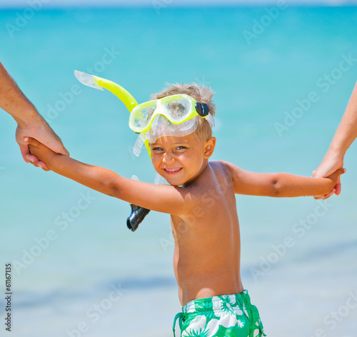 Happy boy on beach