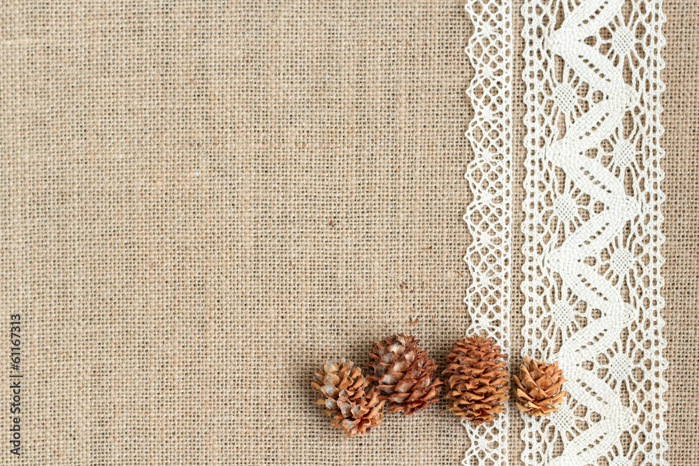 Burlap background with lace Stock Photo | Adobe Stock